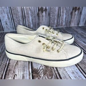 Sperry Top-Sider Linen Glitter Sneakers Women’s 6.5 Memory Foam